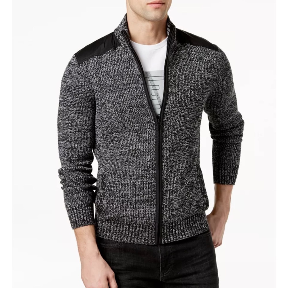 Kenneth Cole Reaction Full Zip Sweater Grey XXL Mock Collar Excellent
